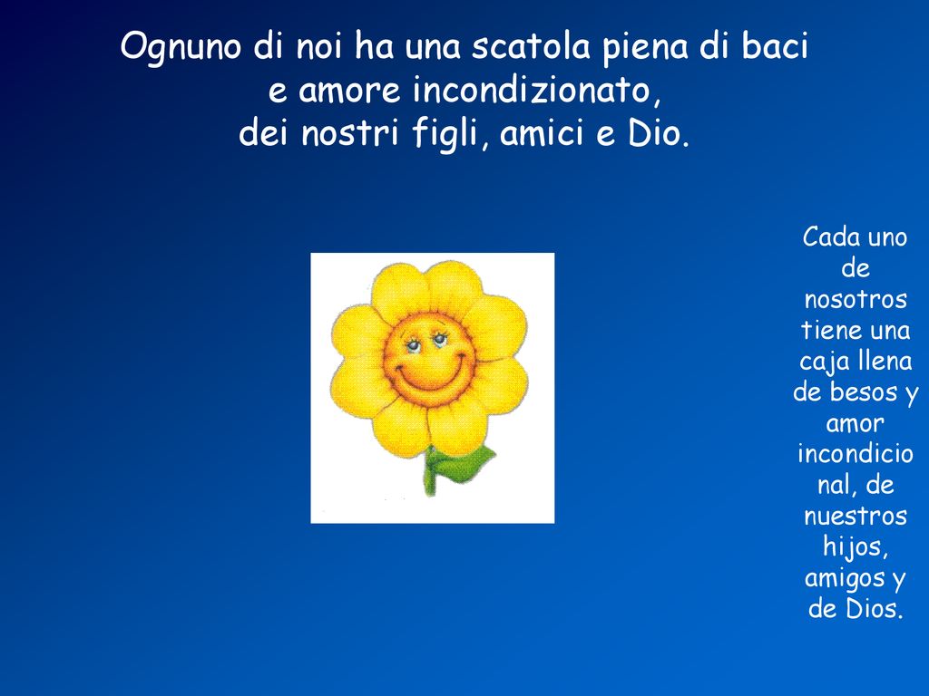 Ognuno di noi ha una scatola piena di baci e amore incondizionato, dei nostri figli, amici e Dio.