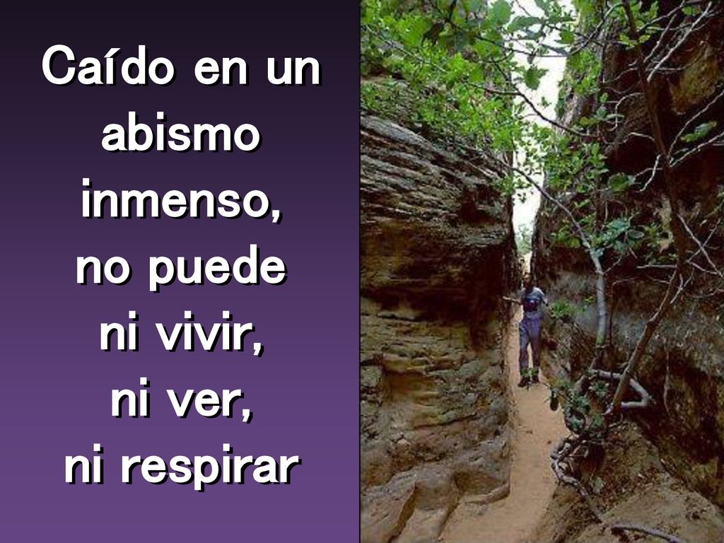 Caído en un abismo inmenso, no puede ni vivir, ni ver, ni respirar