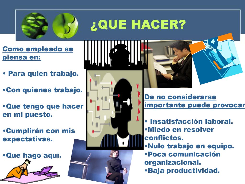 ¿QUE HACER Como empleado se piensa en: Para quien trabajo.
