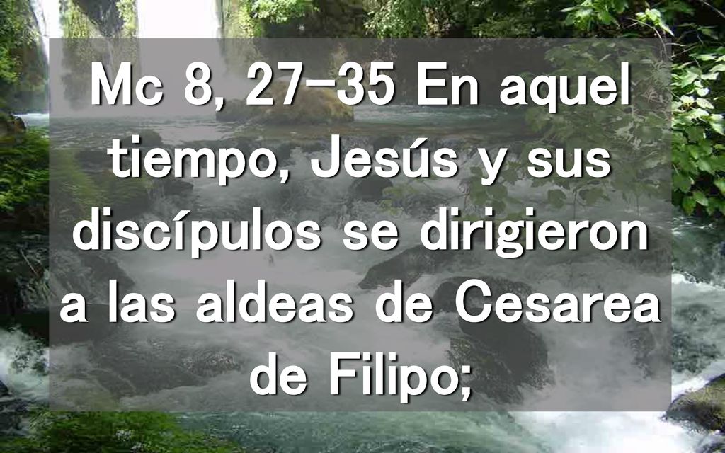 Mc 8, En aquel tiempo, Jesús y sus discípulos se dirigieron a las aldeas de Cesarea de Filipo;