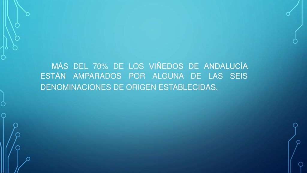 MÁS DEL 70% DE LOS VIÑEDOS DE ANDALUCÍA ESTÁN AMPARADOS POR ALGUNA DE LAS SEIS DENOMINACIONES DE ORIGEN ESTABLECIDAS.