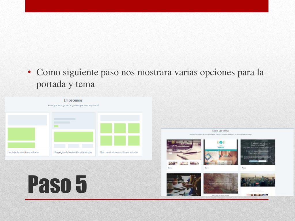 Como siguiente paso nos mostrara varias opciones para la portada y tema