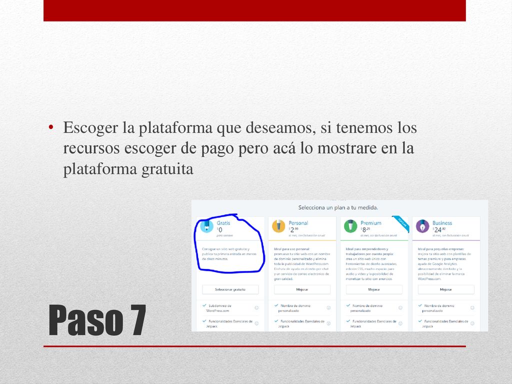 Escoger la plataforma que deseamos, si tenemos los recursos escoger de pago pero acá lo mostrare en la plataforma gratuita