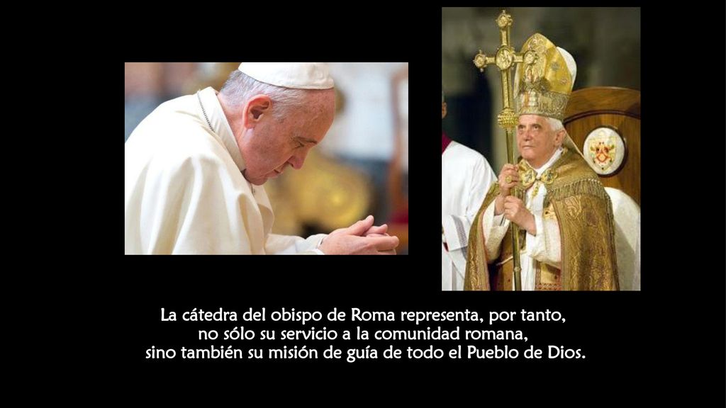 La cátedra del obispo de Roma representa, por tanto, no sólo su servicio a la comunidad romana, sino también su misión de guía de todo el Pueblo de Dios.