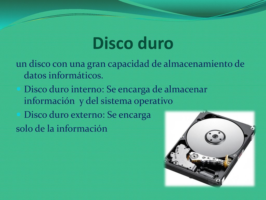 Disco duro un disco con una gran capacidad de almacenamiento de datos informáticos.