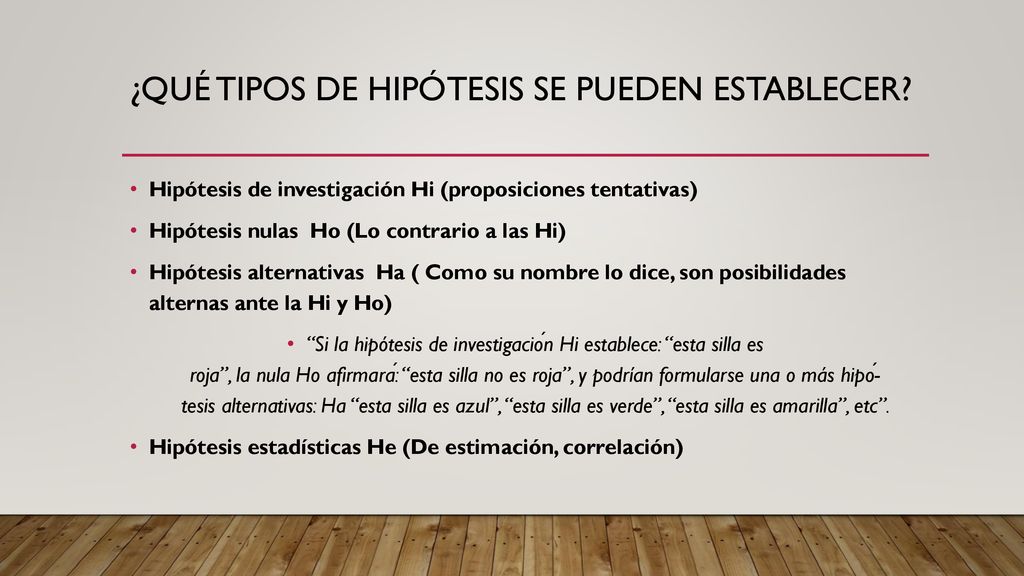 ¿qué tipos de hipótesis se pueden establecer