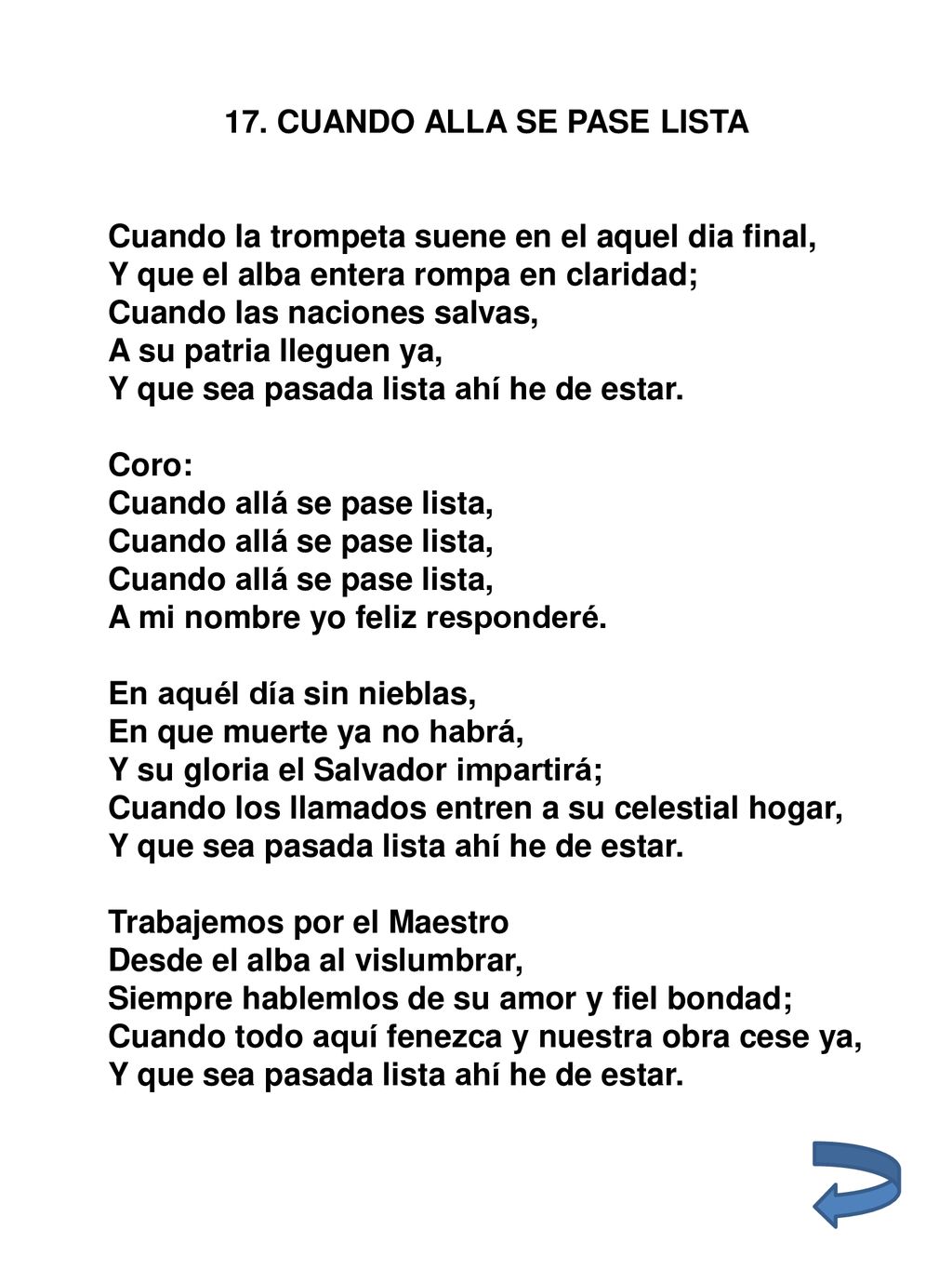 17. CUANDO ALLA SE PASE LISTA