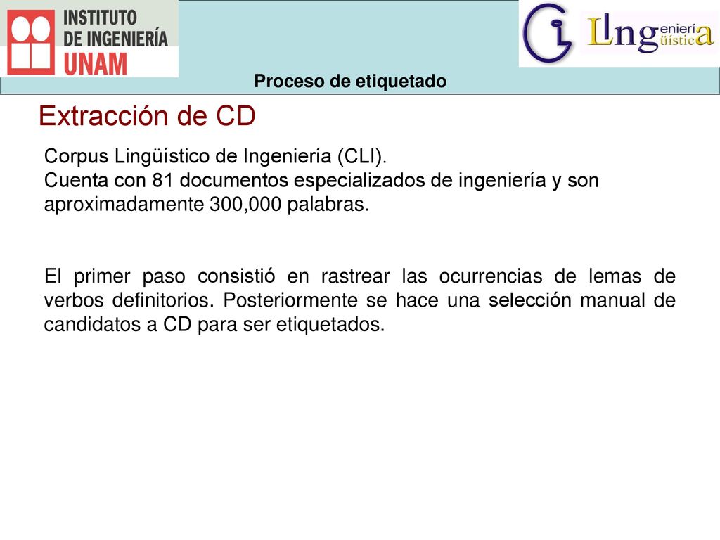 Proceso de etiquetado Extracción de CD.