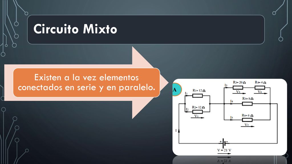 Existen a la vez elementos conectados en serie y en paralelo.