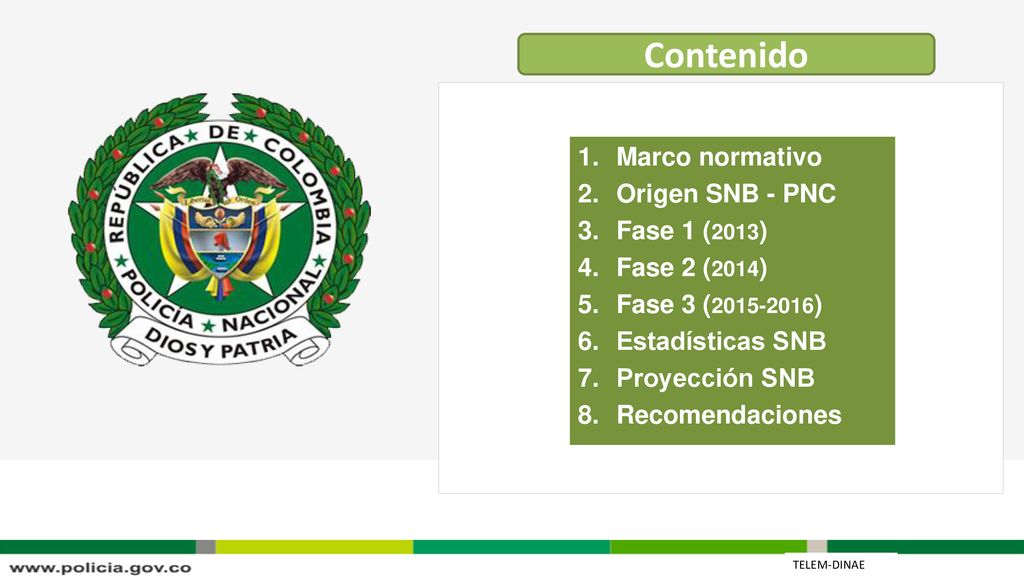 Contenido Marco normativo Origen SNB - PNC Fase 1 (2013) Fase 2 (2014)