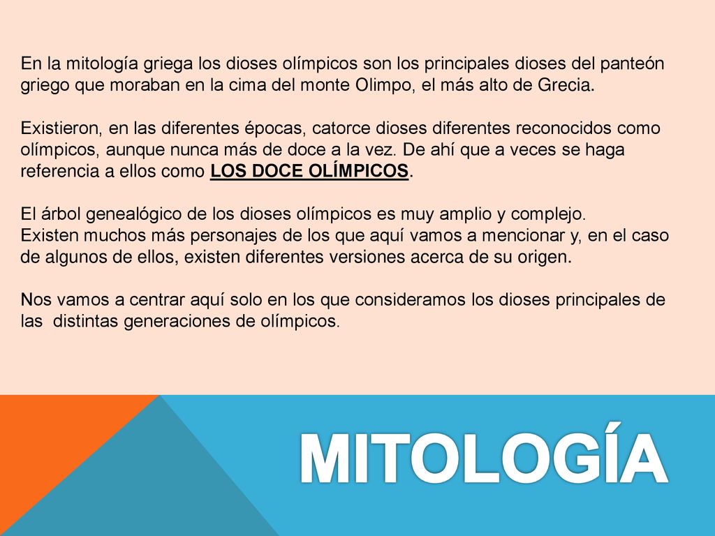 En la mitología griega los dioses olímpicos son los principales dioses del panteón