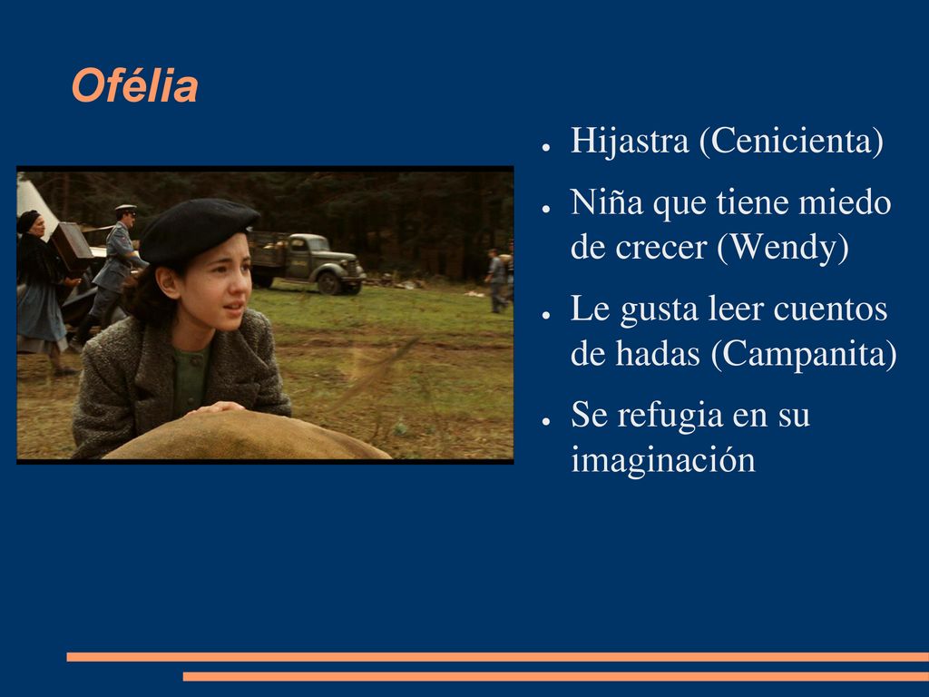 Ofélia Hijastra (Cenicienta) Niña que tiene miedo de crecer (Wendy)