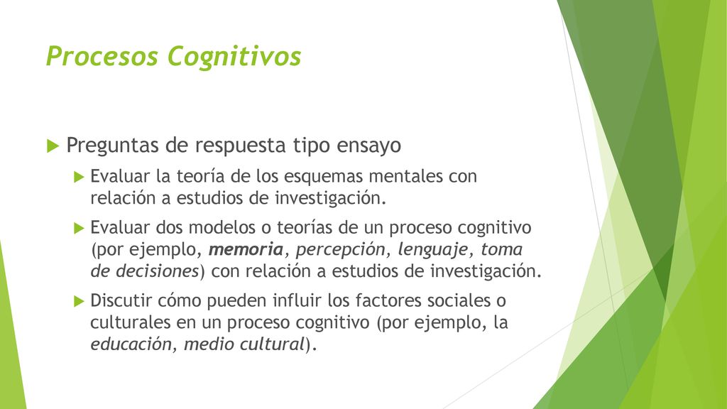 Procesos Cognitivos Preguntas de respuesta tipo ensayo