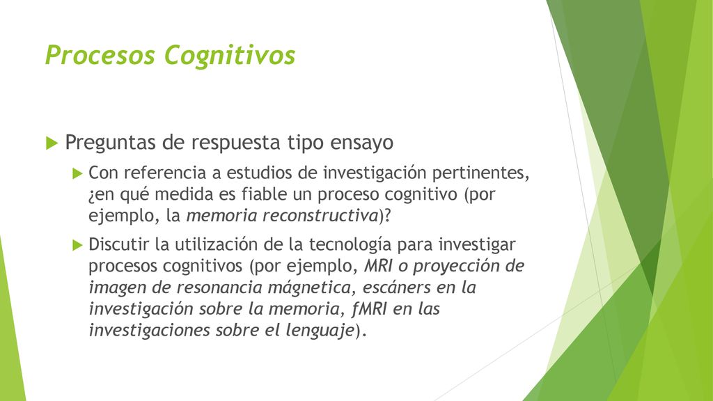 Procesos Cognitivos Preguntas de respuesta tipo ensayo