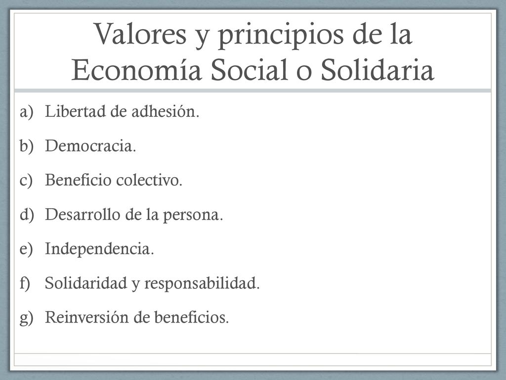 Valores y principios de la Economía Social o Solidaria