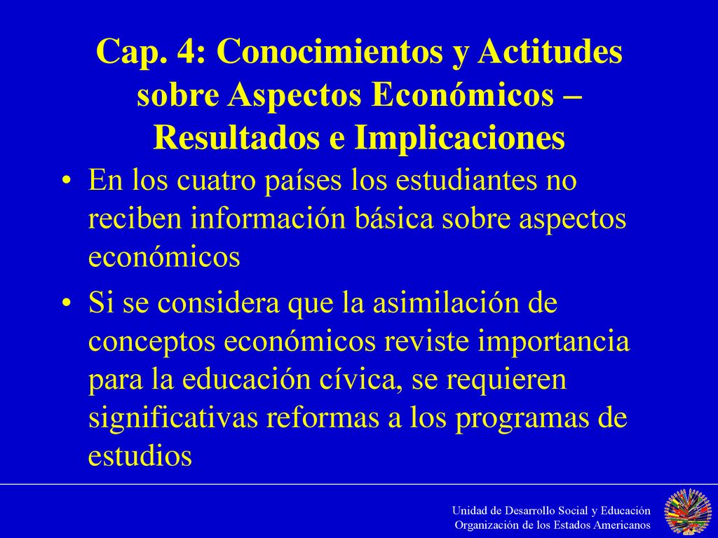 Cap. 4: Conocimientos y Actitudes sobre Aspectos Económicos – Resultados e Implicaciones