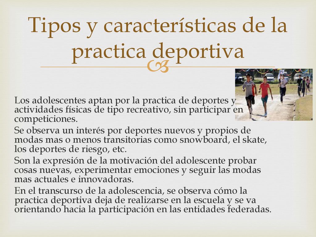 Tipos y características de la practica deportiva
