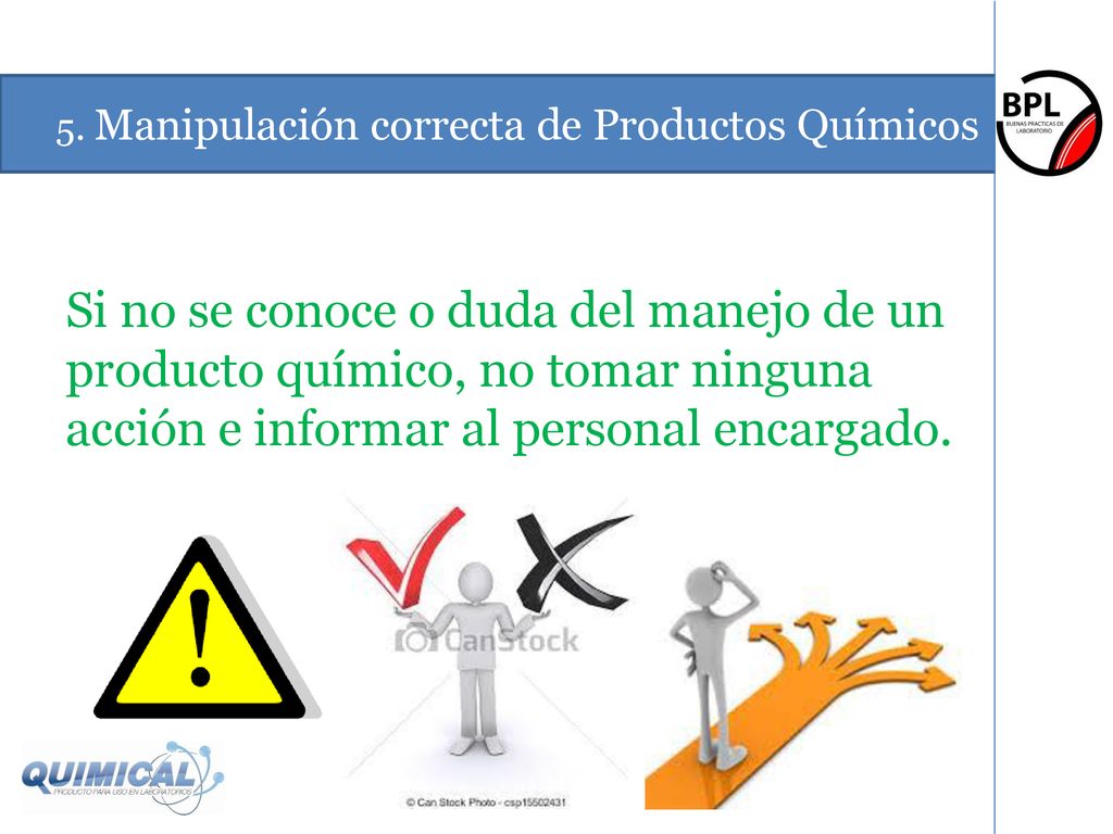 5. Manipulación correcta de Productos Químicos