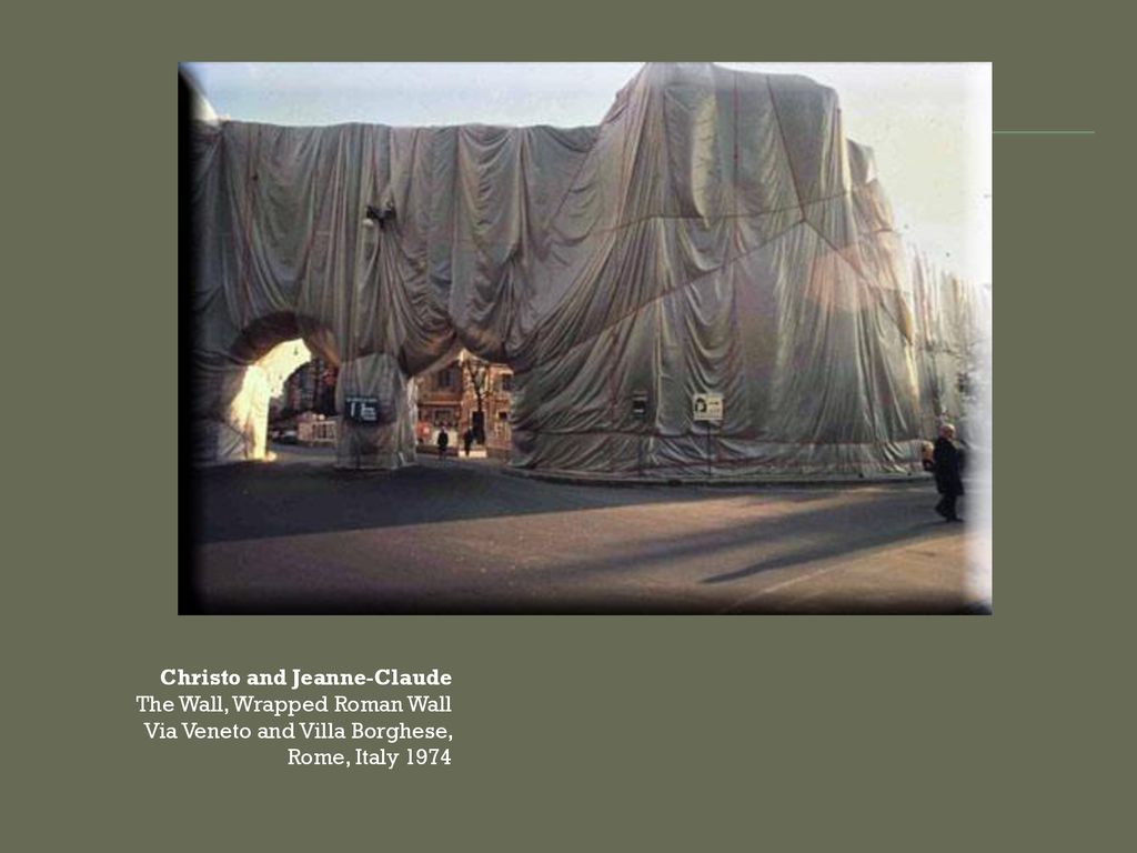 Christo and Jeanne-Claude The Wall, Wrapped Roman Wall Via Veneto and Villa Borghese, Rome, Italy 1974