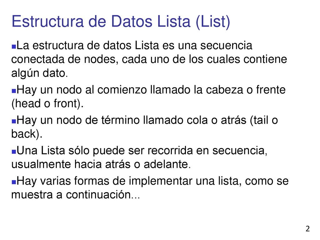 Estructura de Datos Lista (List)‏