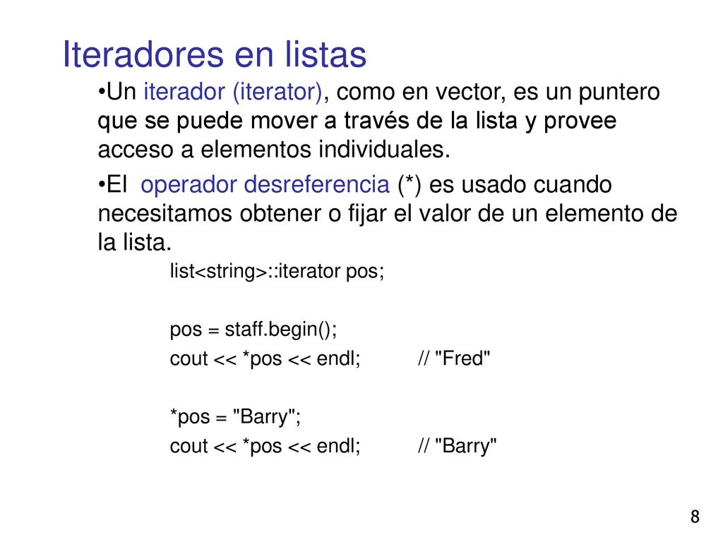 Iteradores en listas