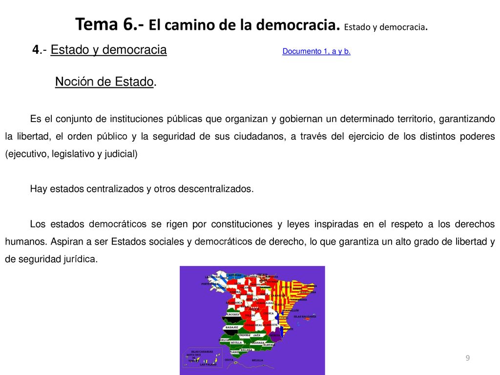 Tema 6.- El camino de la democracia. Estado y democracia.