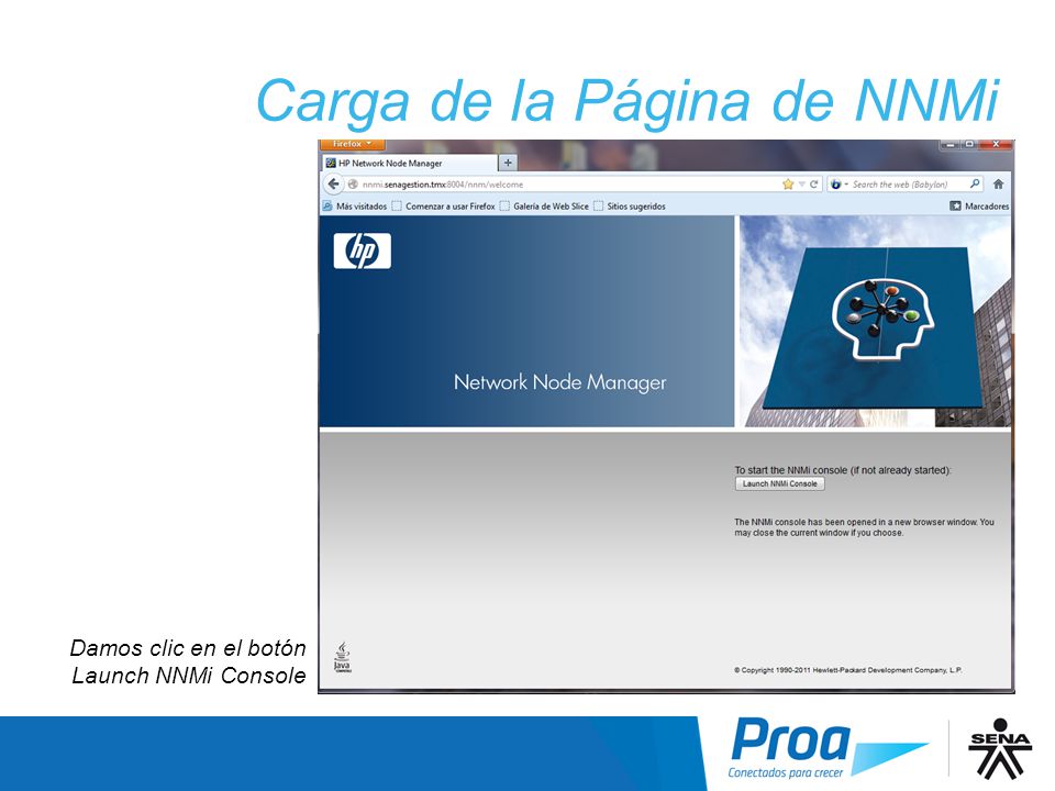 Carga de Página NNMi Carga de la Página de NNMi