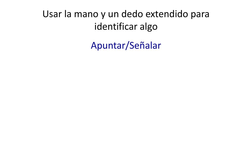 Usar la mano y un dedo extendido para identificar algo
