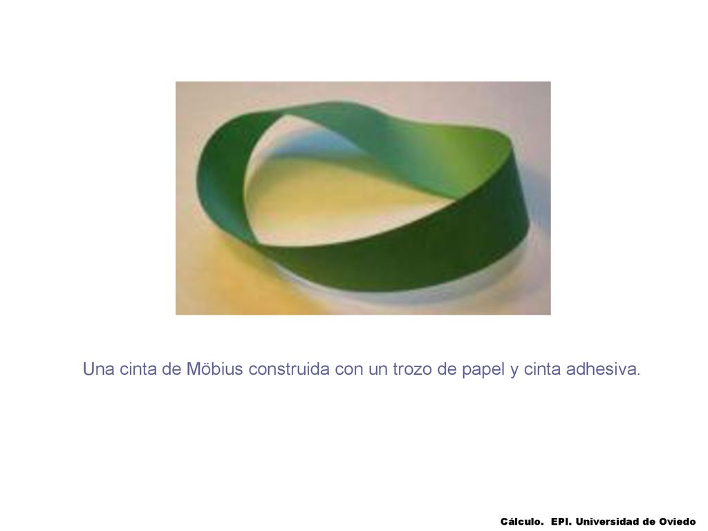 Una cinta de Möbius construida con un trozo de papel y cinta adhesiva.