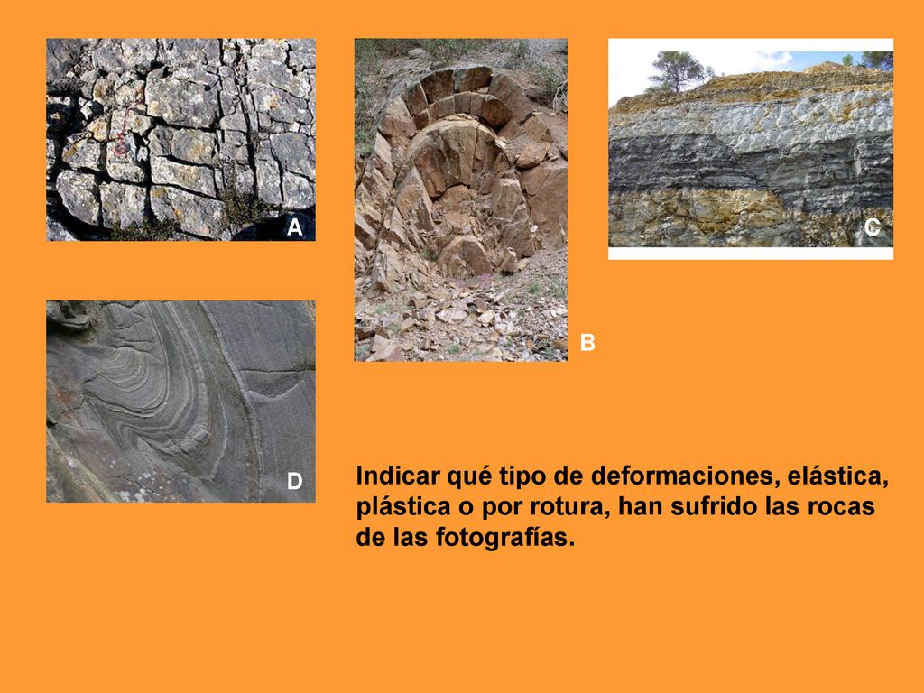 Indicar qué tipo de deformaciones, elástica,