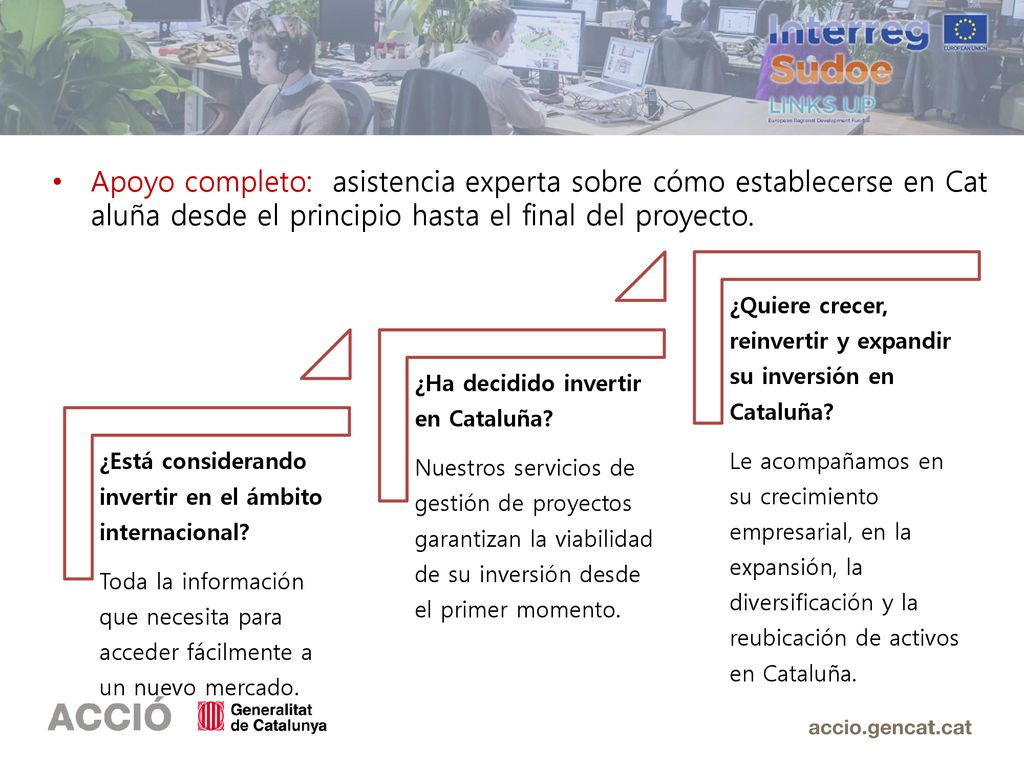 Apoyo completo: asistencia experta sobre cómo establecerse en Cataluña desde el principio hasta el final del proyecto.