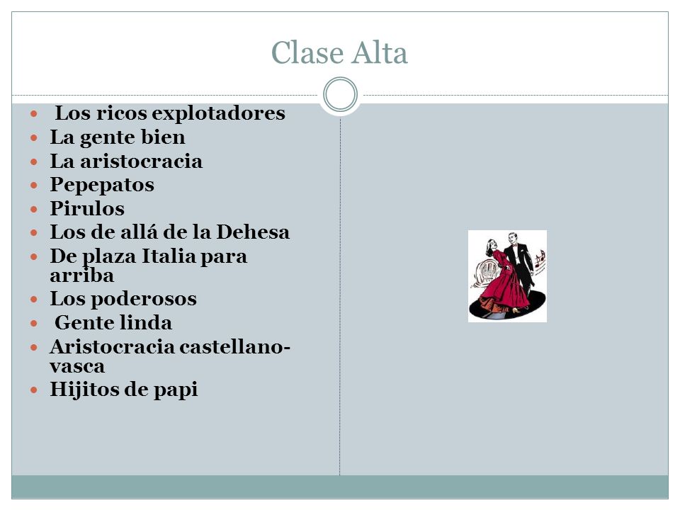 Clase Alta Los ricos explotadores La gente bien La aristocracia