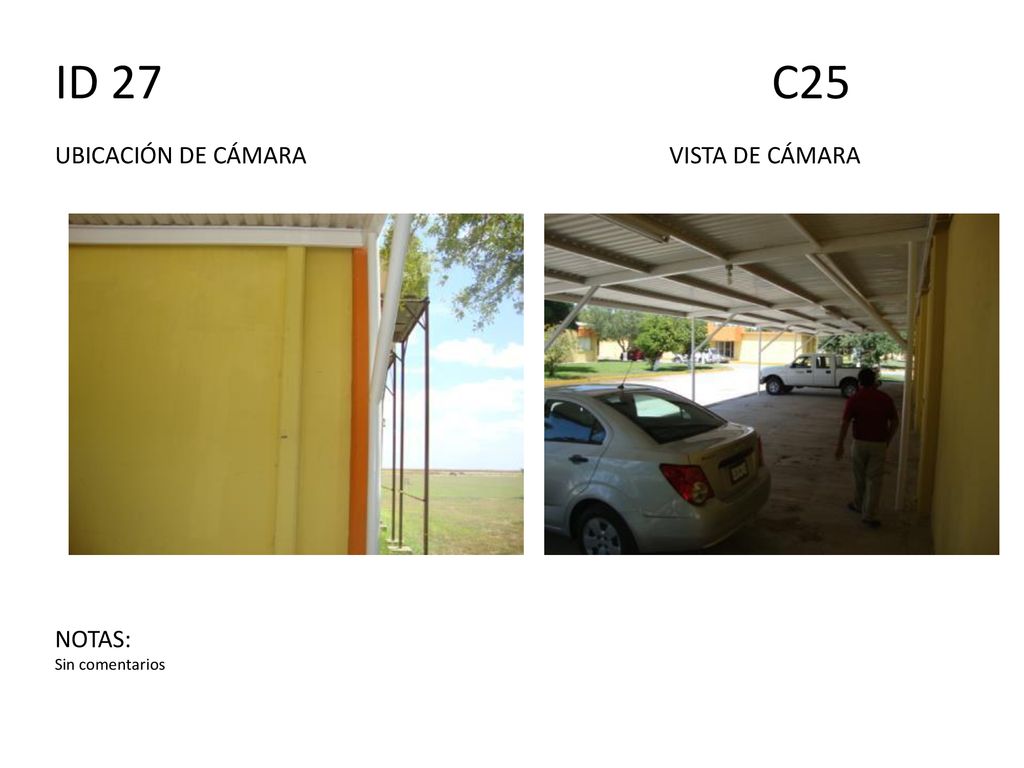 ID 27 C25 UBICACIÓN DE CÁMARA VISTA DE CÁMARA NOTAS: Sin comentarios
