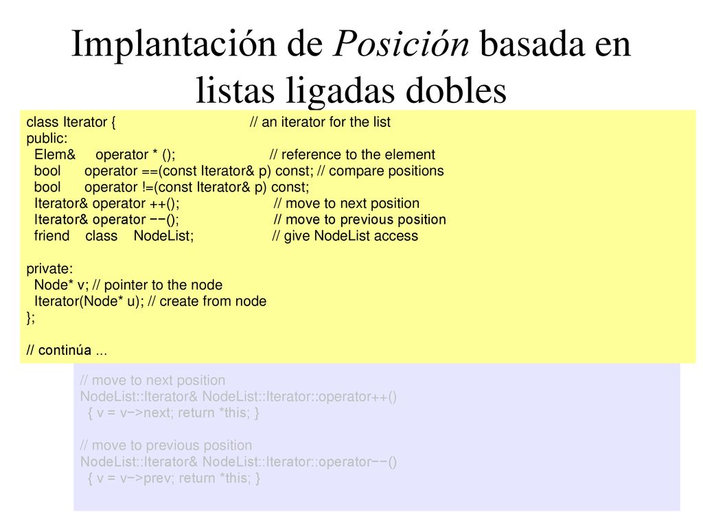 Implantación de Posición basada en listas ligadas dobles