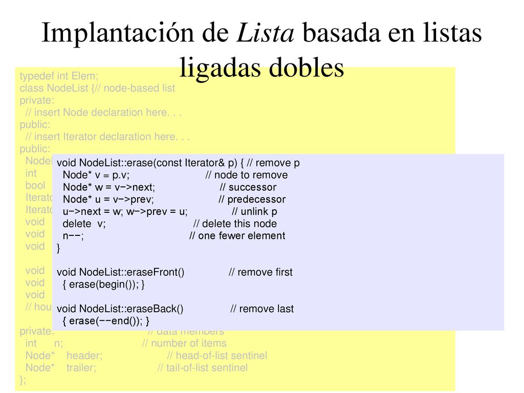 Implantación de Lista basada en listas ligadas dobles