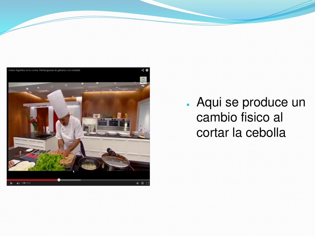 Aqui se produce un cambio fisico al cortar la cebolla