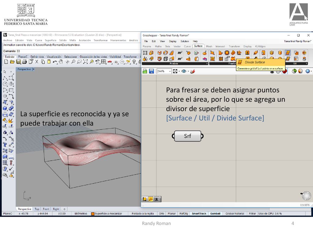 [Surface / Util / Divide Surface] La superficie es reconocida y ya se