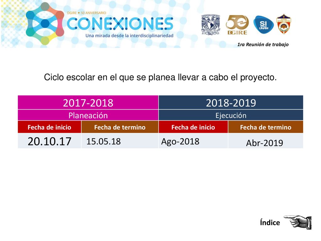 Ciclo escolar en el que se planea llevar a cabo el proyecto.