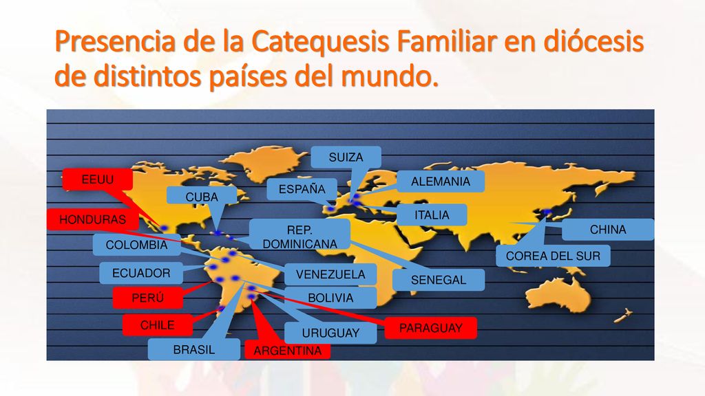 Presencia de la Catequesis Familiar en diócesis de distintos países del mundo.
