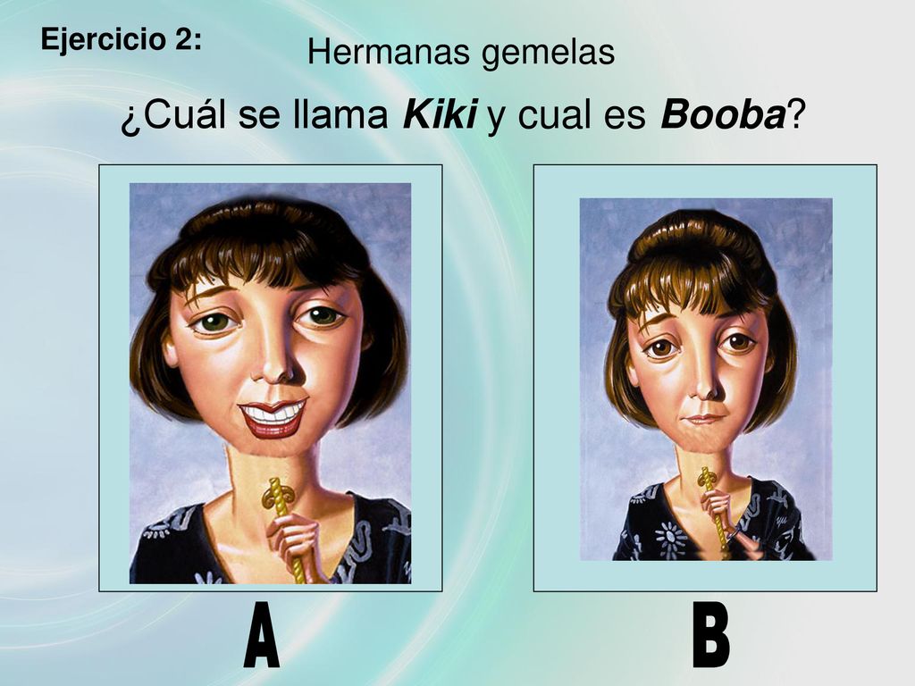 Ejercicio 2: Hermanas gemelas ¿Cuál se llama Kiki y cual es Booba A B