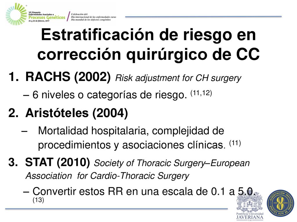 Estratificación de riesgo en corrección quirúrgico de CC