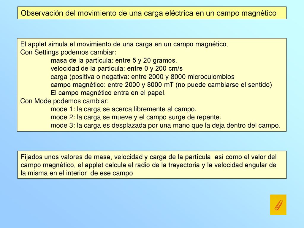 Observación del movimiento de una carga eléctrica en un campo magnético