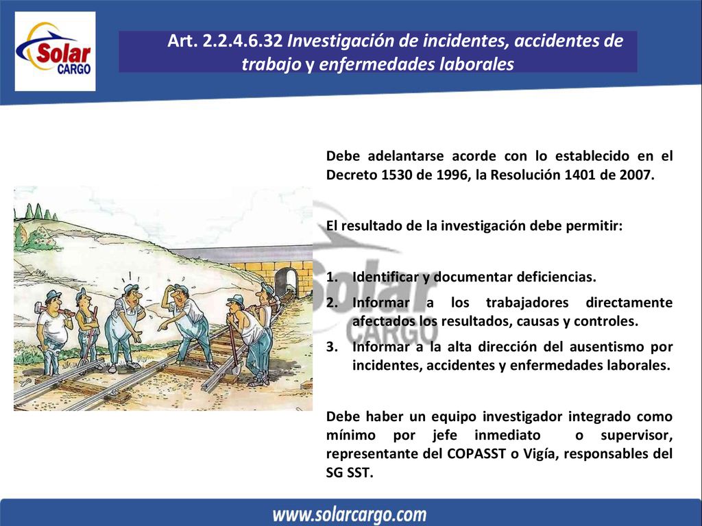 Art Investigación de incidentes, accidentes de trabajo y enfermedades laborales