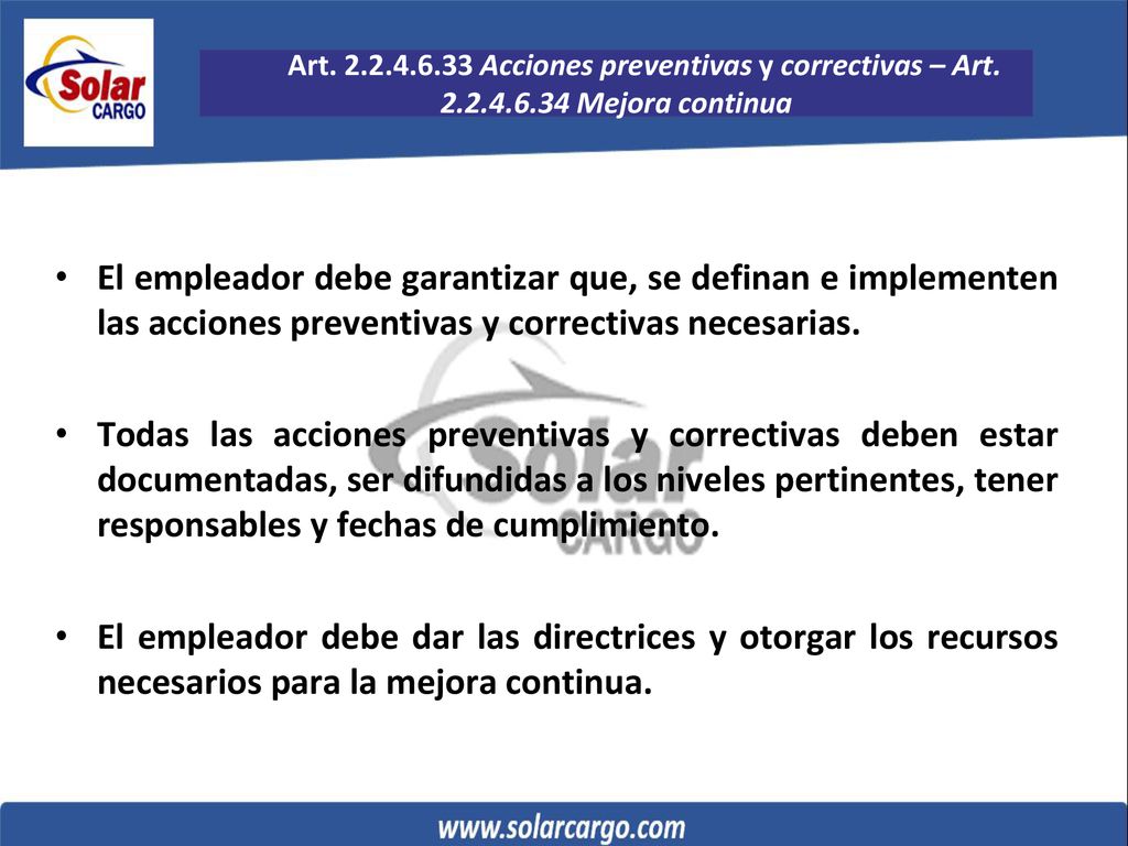 Art Acciones preventivas y correctivas – Art