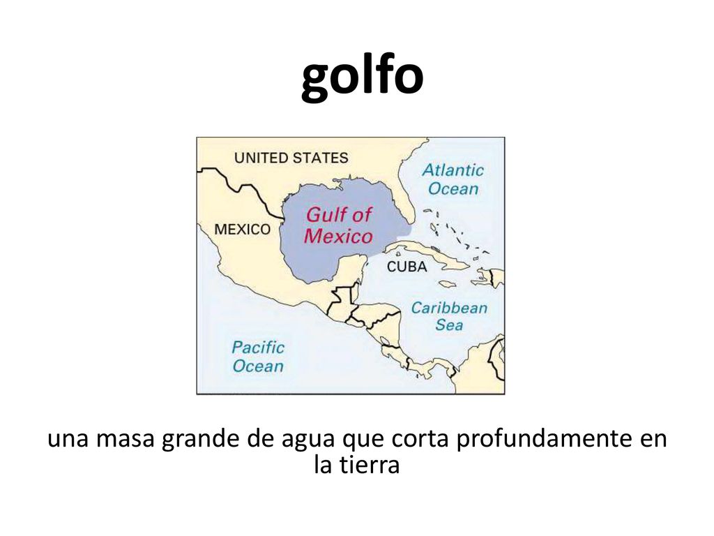 una masa grande de agua que corta profundamente en la tierra