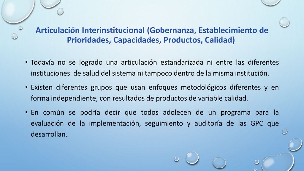 Articulación Interinstitucional (Gobernanza, Establecimiento de Prioridades, Capacidades, Productos, Calidad)