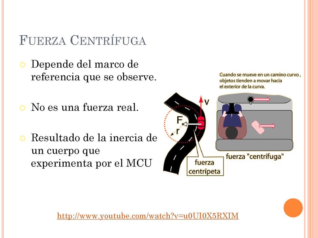 Fuerza Centrífuga Depende del marco de referencia que se observe.
