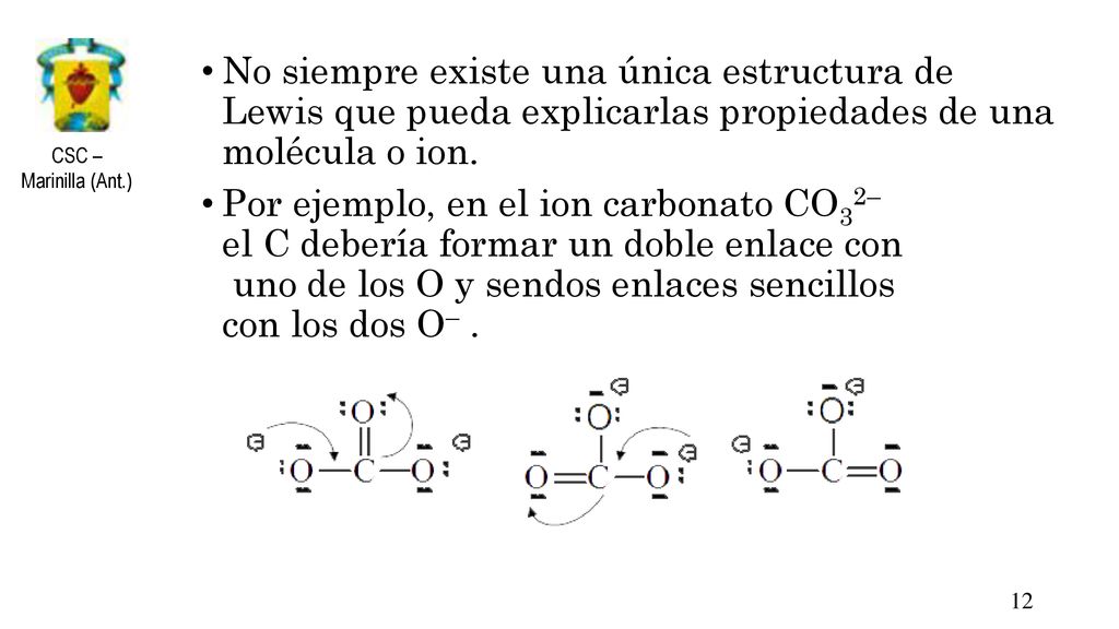 No siempre existe una única estructura de Lewis que pueda explicarlas propiedades de una molécula o ion.