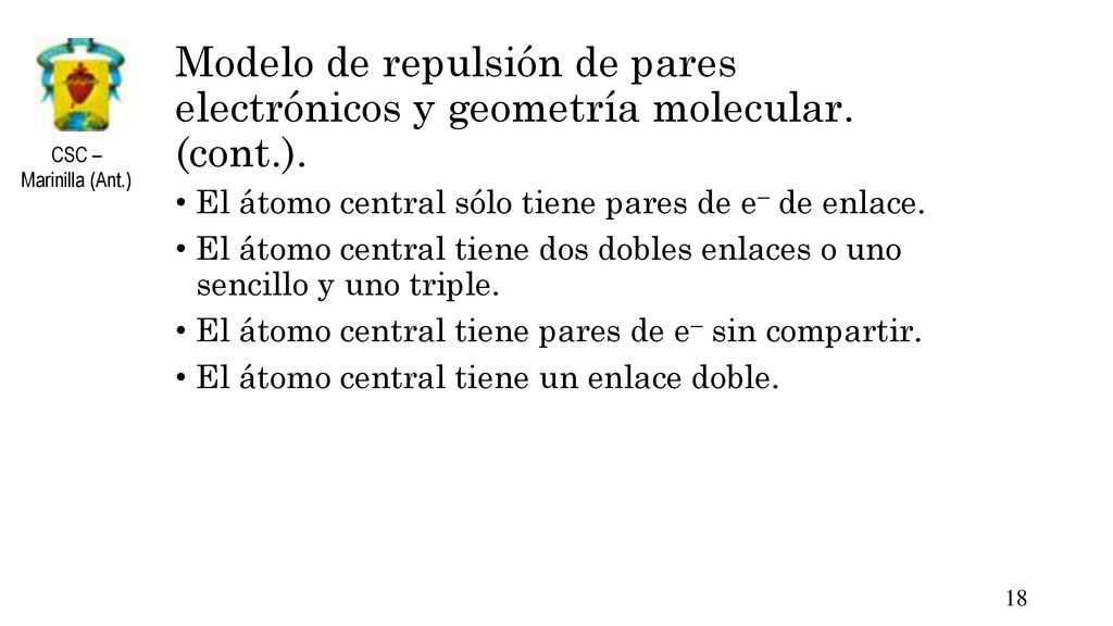 Modelo de repulsión de pares electrónicos y geometría molecular. (cont
