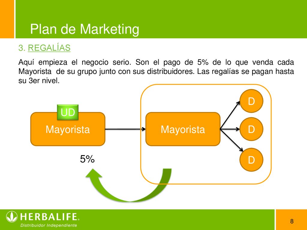 Plan de Marketing D Mayorista UD Mayorista D D 5% 3. REGALÍAS